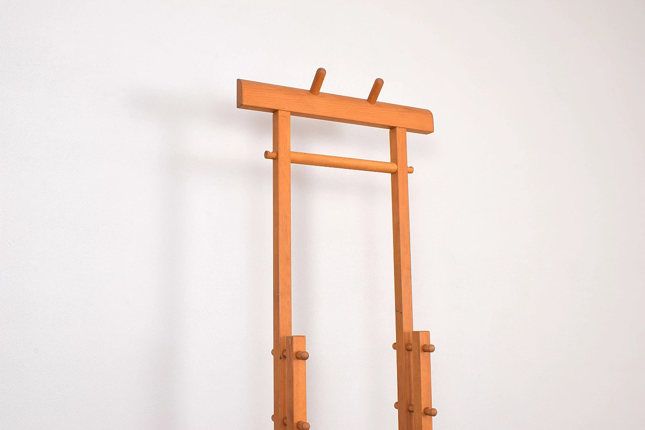 Solid beech floor-standing coat rack, 1970s 2