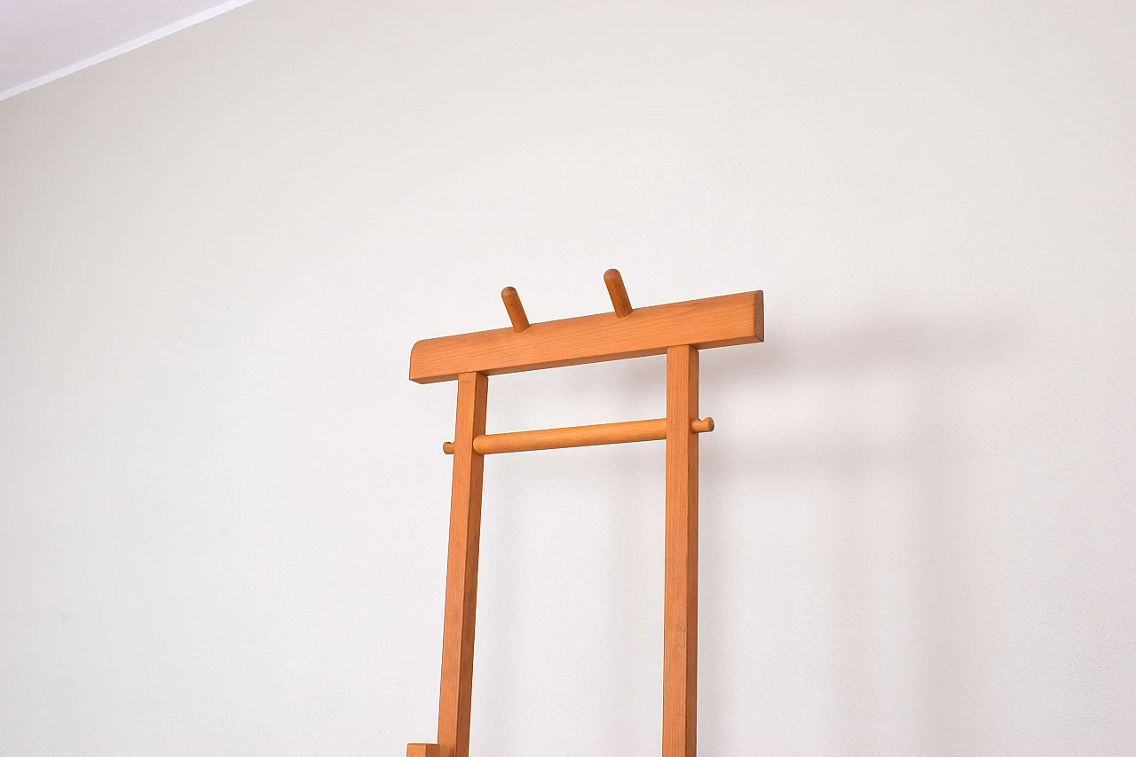 Solid beech floor-standing coat rack, 1970s 3