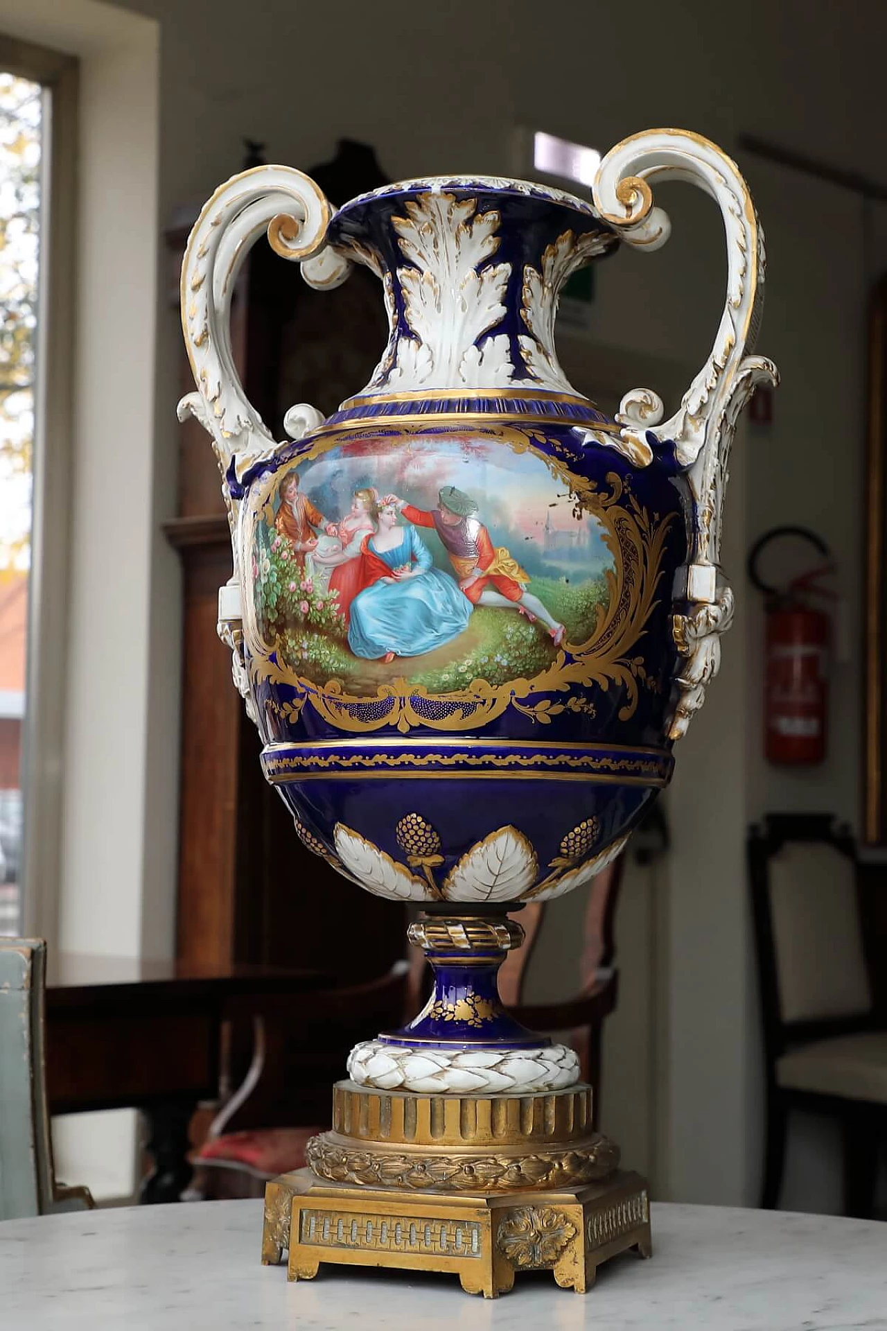 Pair of polychrome porcelain and gilded bronze vases, 19th century 2