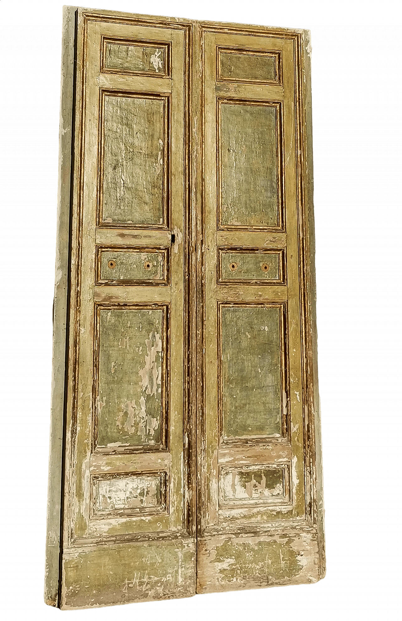 Green and yellow lacquered wood door, 18th century 9