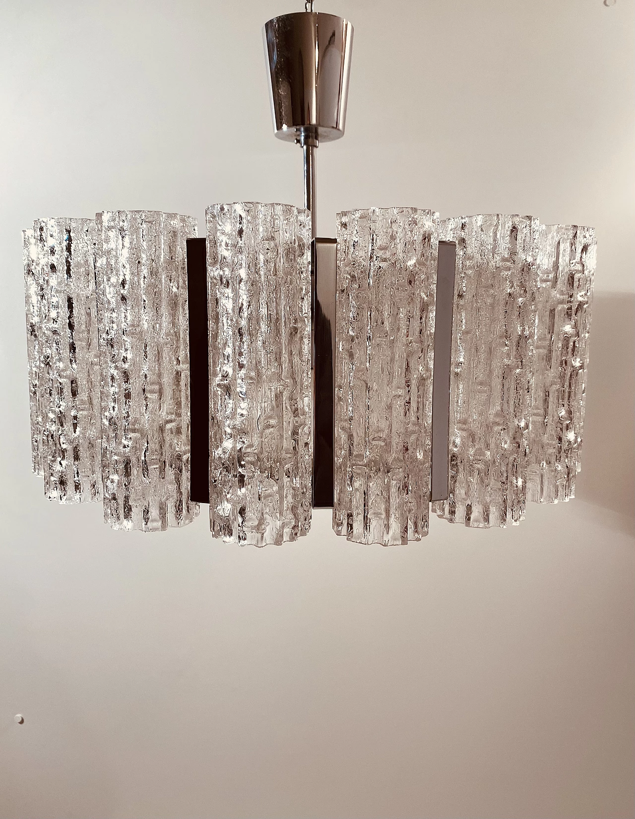 Murano glass and steel chandelier by Barovier & Toso, 1960s 5