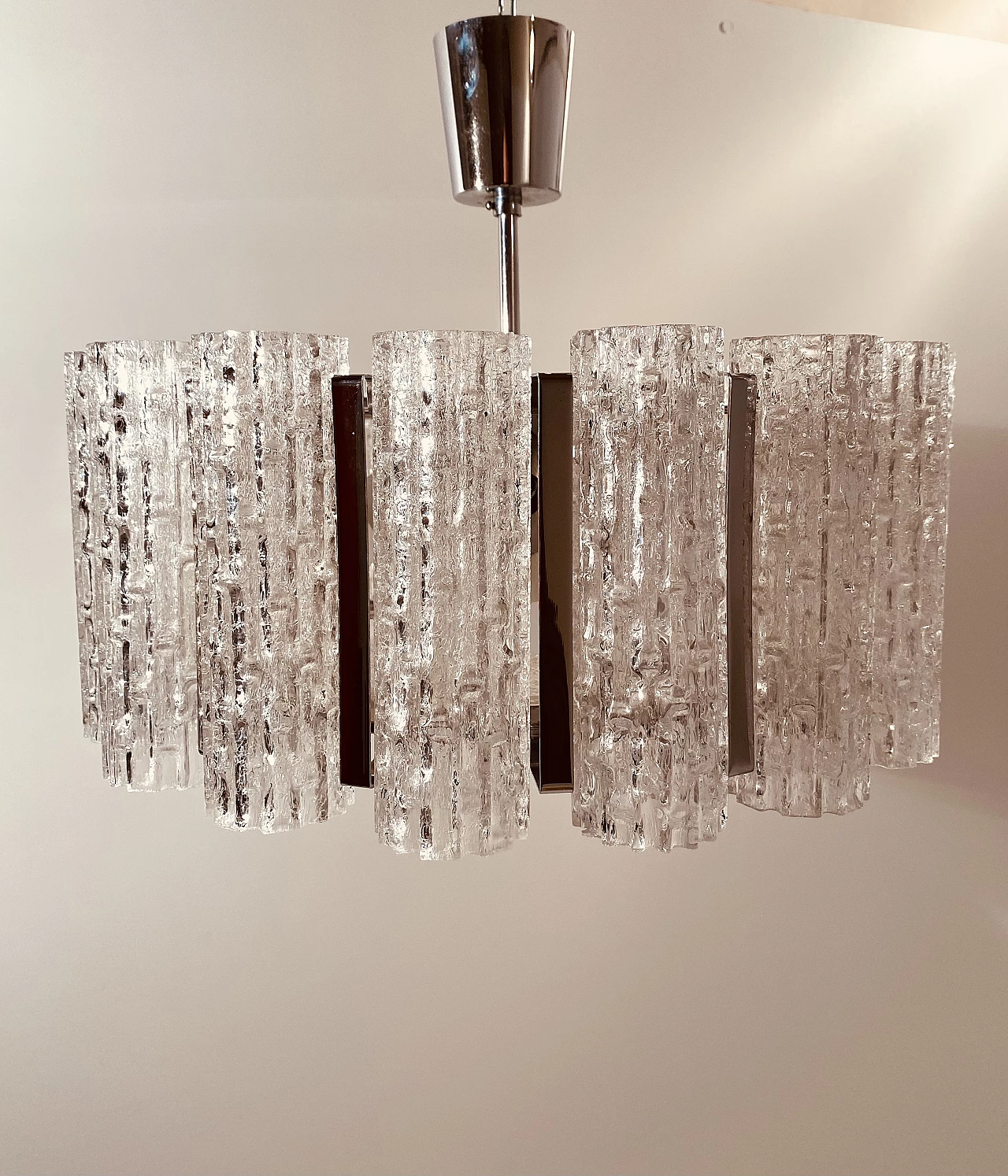 Murano glass and steel chandelier by Barovier & Toso, 1960s 7