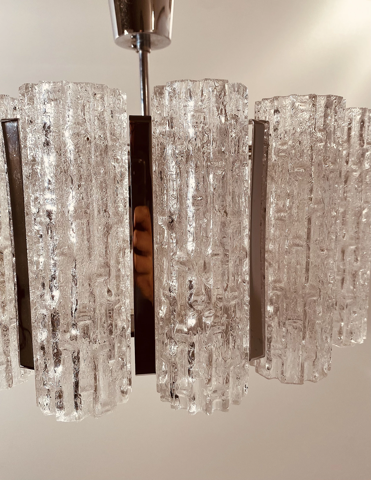 Murano glass and steel chandelier by Barovier & Toso, 1960s 9