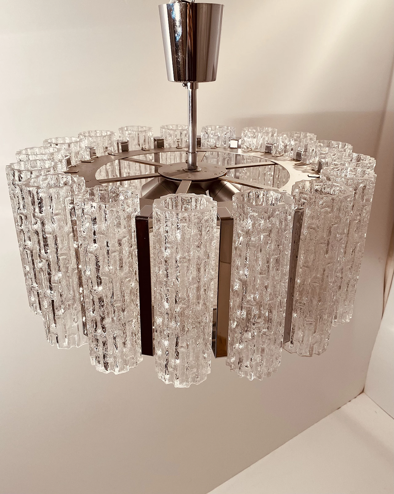 Murano glass and steel chandelier by Barovier & Toso, 1960s 11