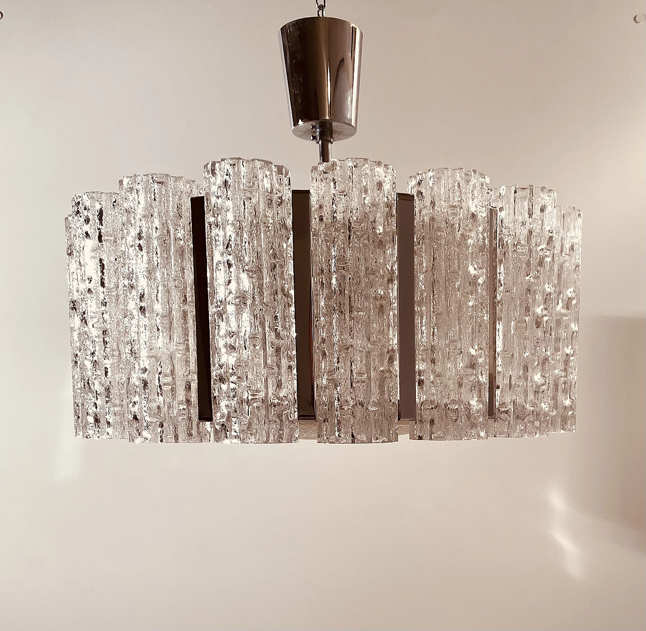 Murano glass and steel chandelier by Barovier & Toso, 1960s 12