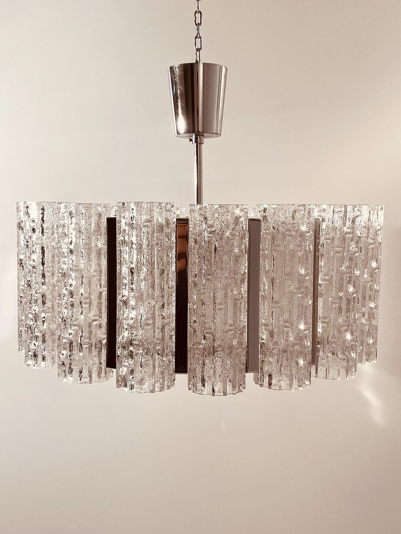 Murano glass and steel chandelier by Barovier & Toso, 1960s 13