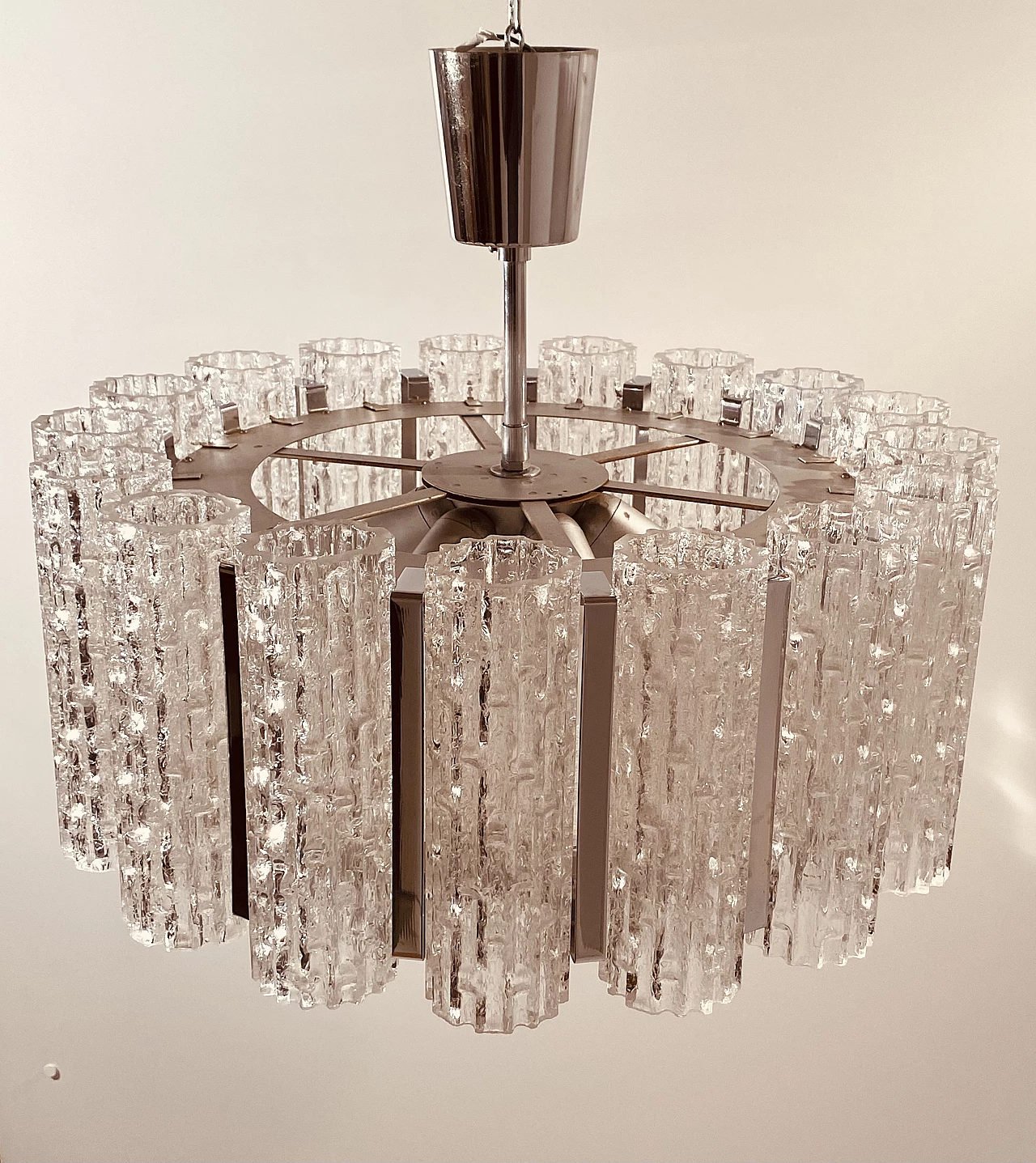 Murano glass and steel chandelier by Barovier & Toso, 1960s 15