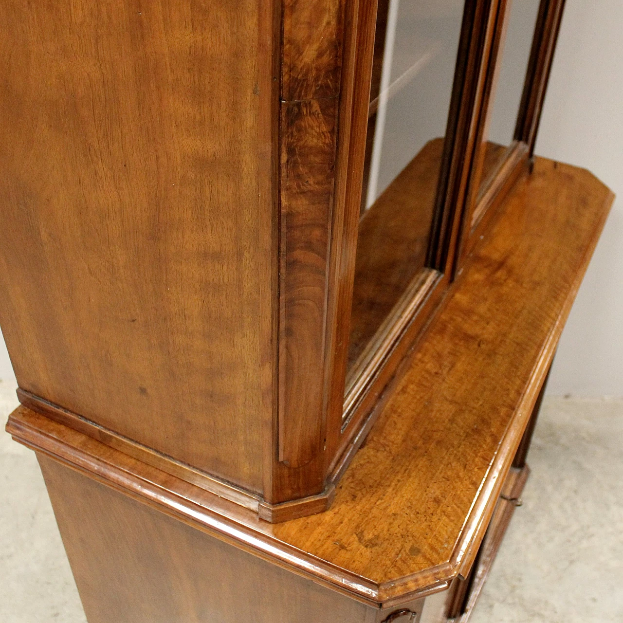 Louis Philippe walnut sideboard with showcase and pull-out writing desk, 19th century 2