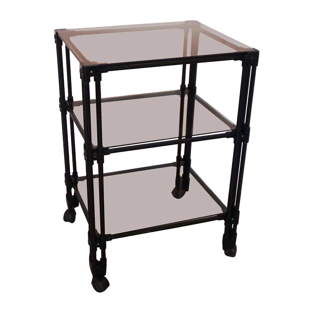 Metal TV cart with glass shelves, 1990s 12