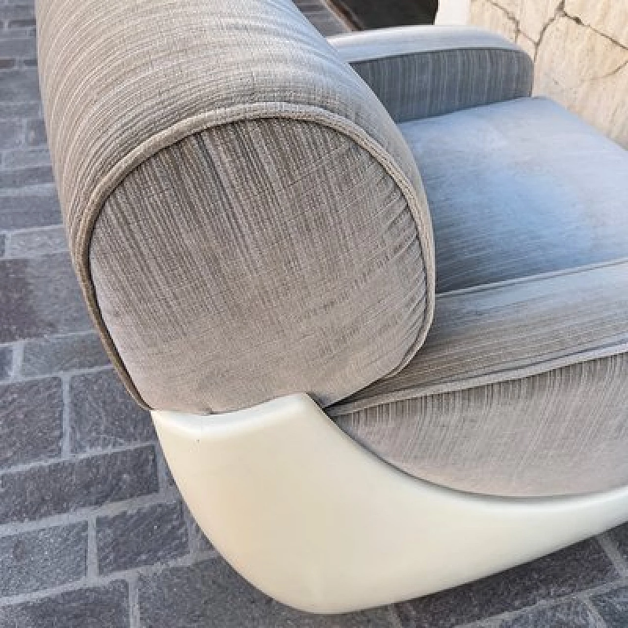 Fiberglass and gray velvet armchair, 1970s 10