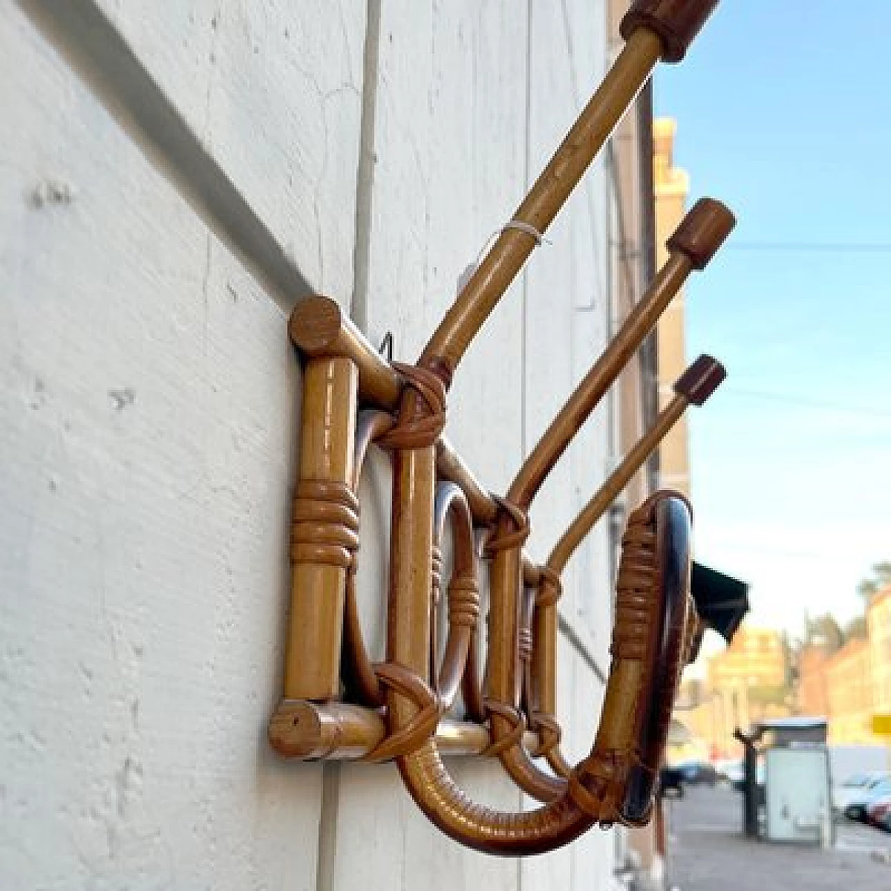 Bamboo wall coat rack, 1960s 2