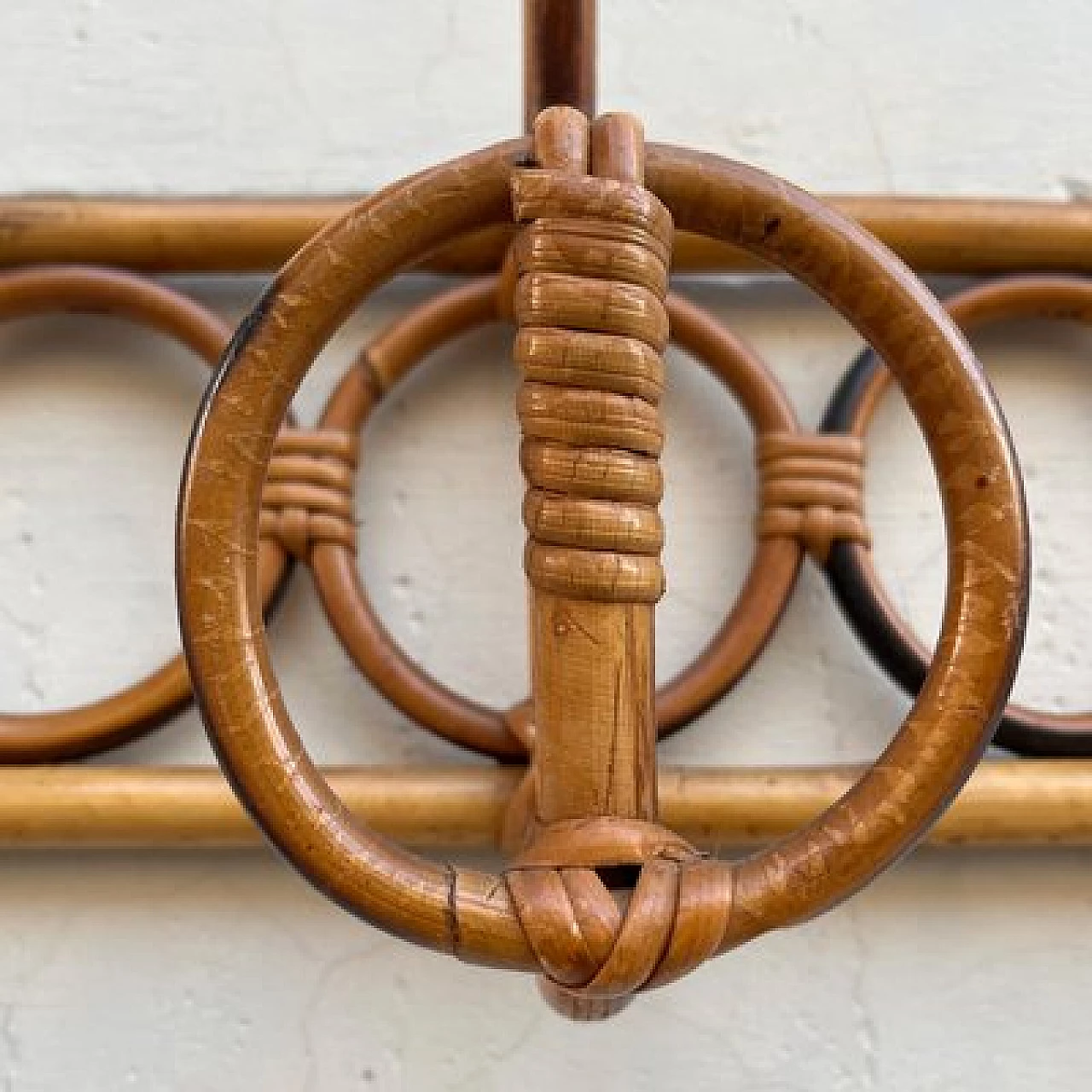 Bamboo wall coat rack, 1960s 6