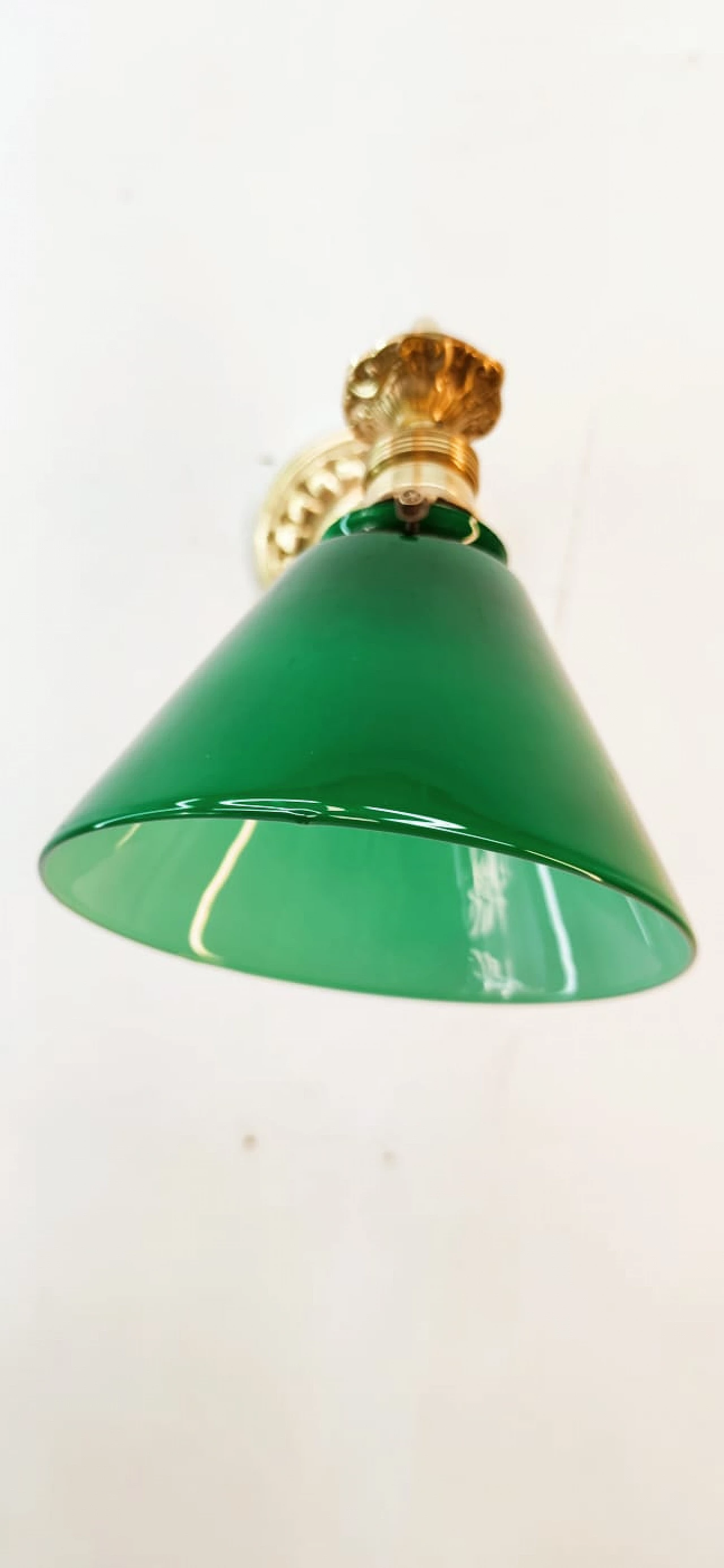 Brass and green glass wall light, 1930s 8