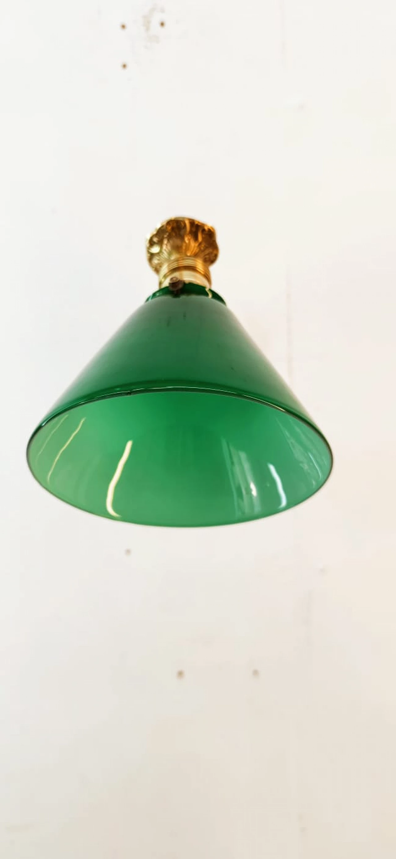 Brass and green glass wall light, 1930s 14