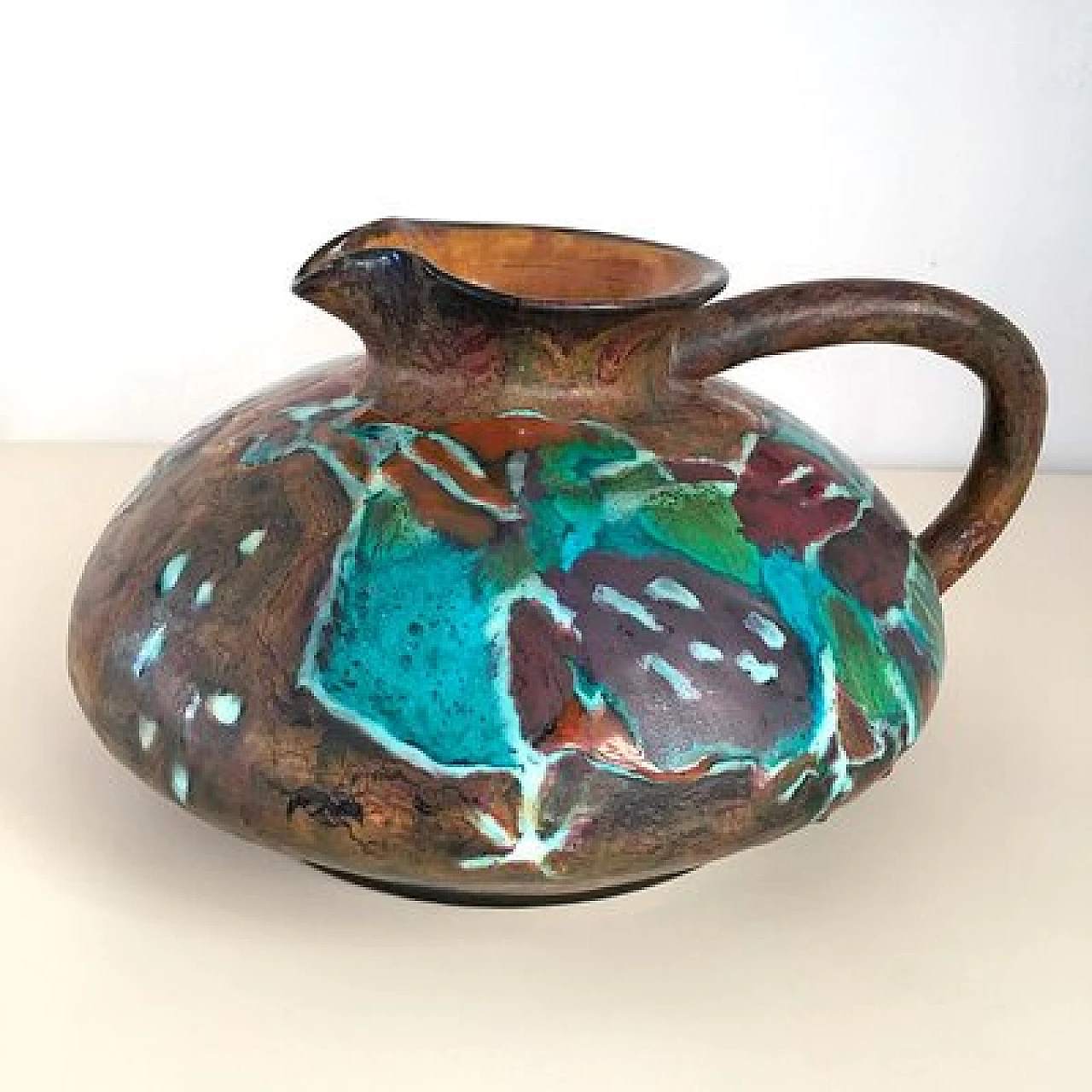 Painted majolica amphora by Bruno Baratti Pesaro, 1950s 3