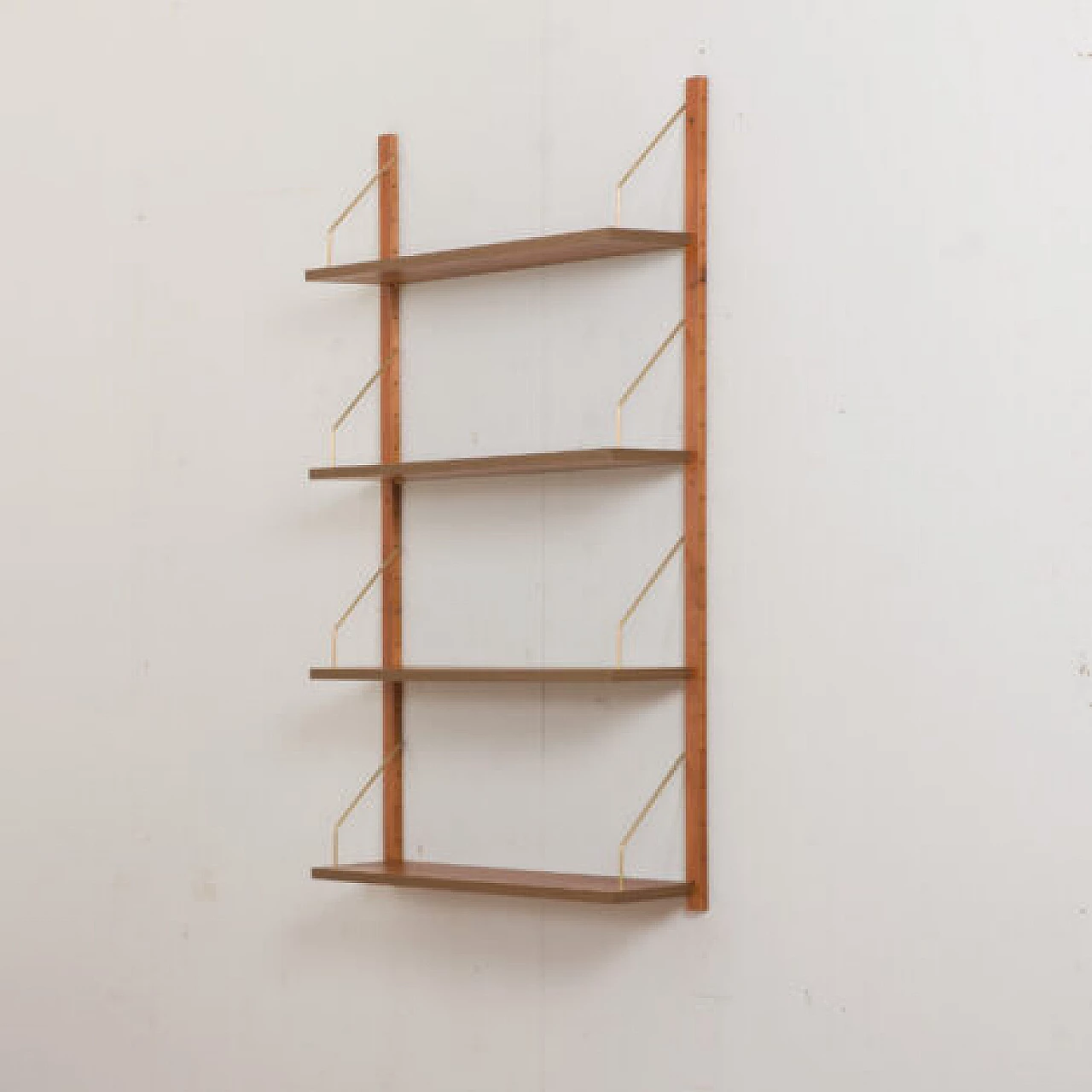 Teak and brass hanging bookcase in the style of Poul Cadovius, 1960s 4