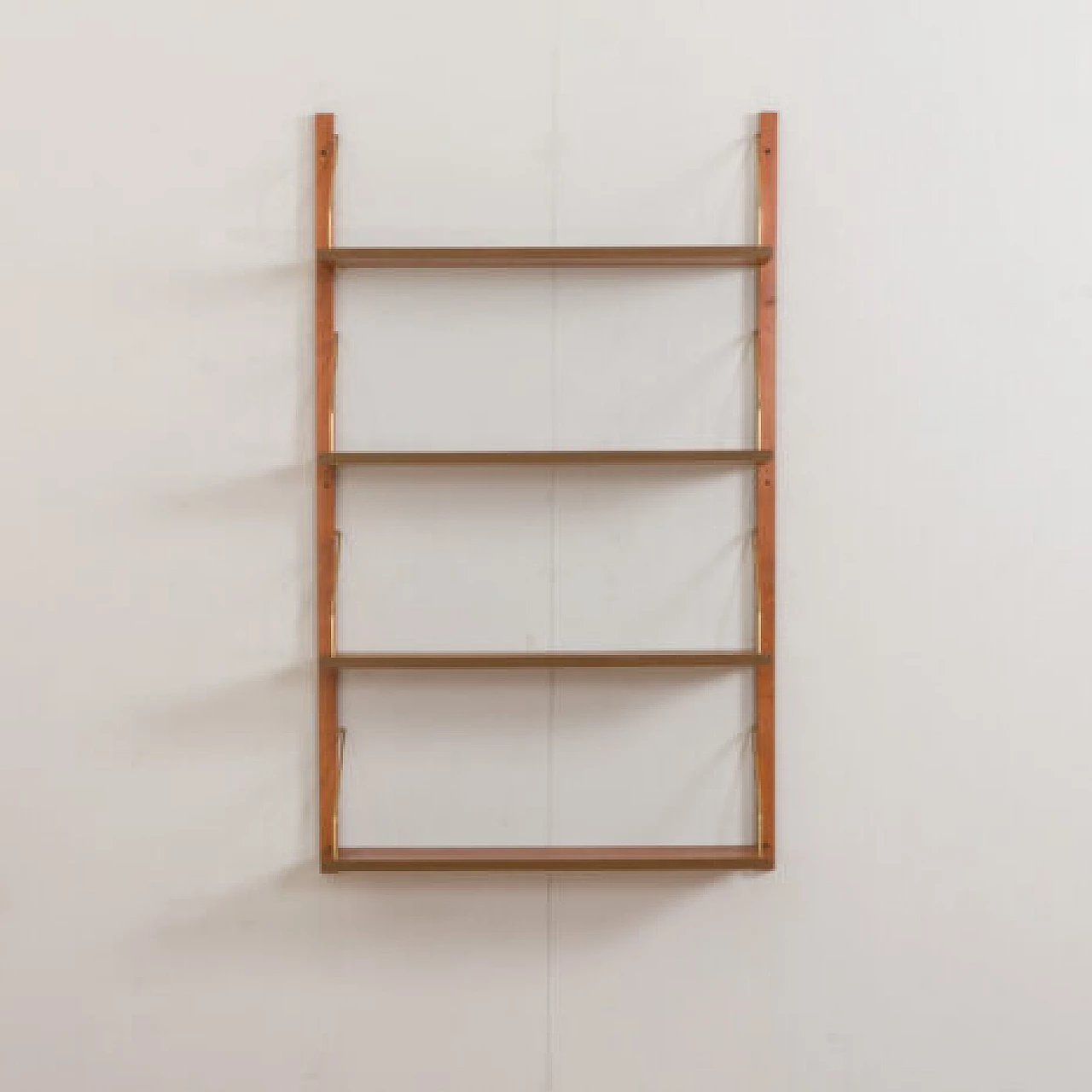 Teak and brass hanging bookcase in the style of Poul Cadovius, 1960s 5