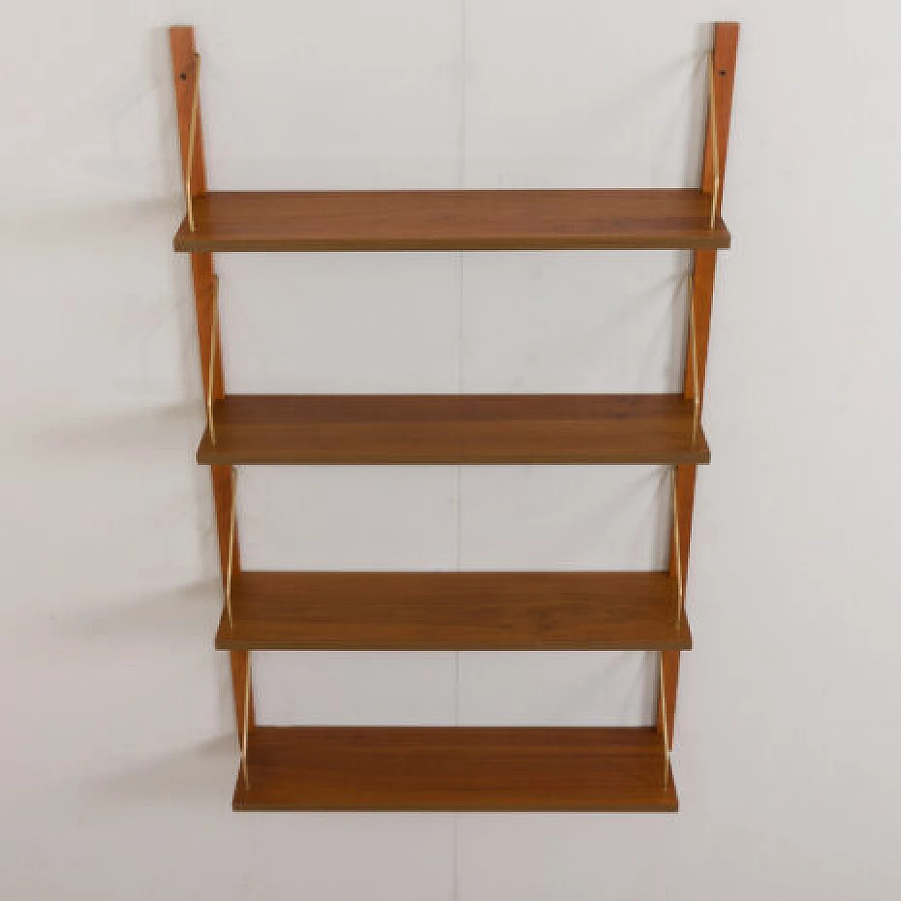 Teak and brass hanging bookcase in the style of Poul Cadovius, 1960s 6