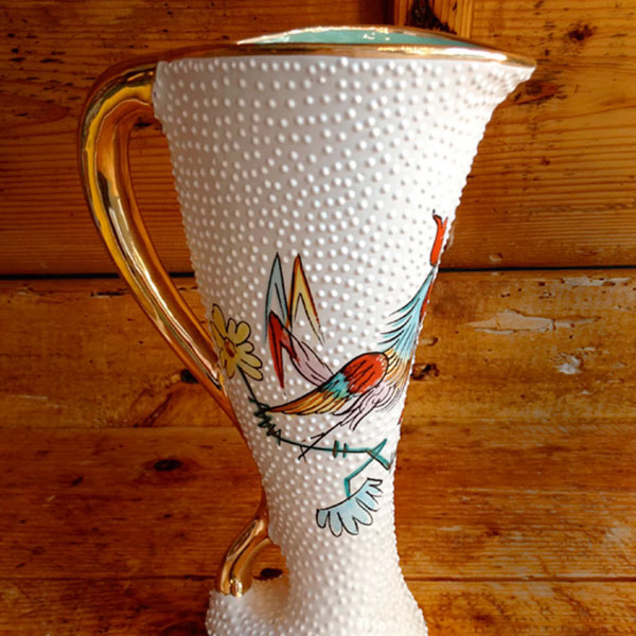 Painted ceramic vase by Serafino Volpi Deruta, 1940s 3