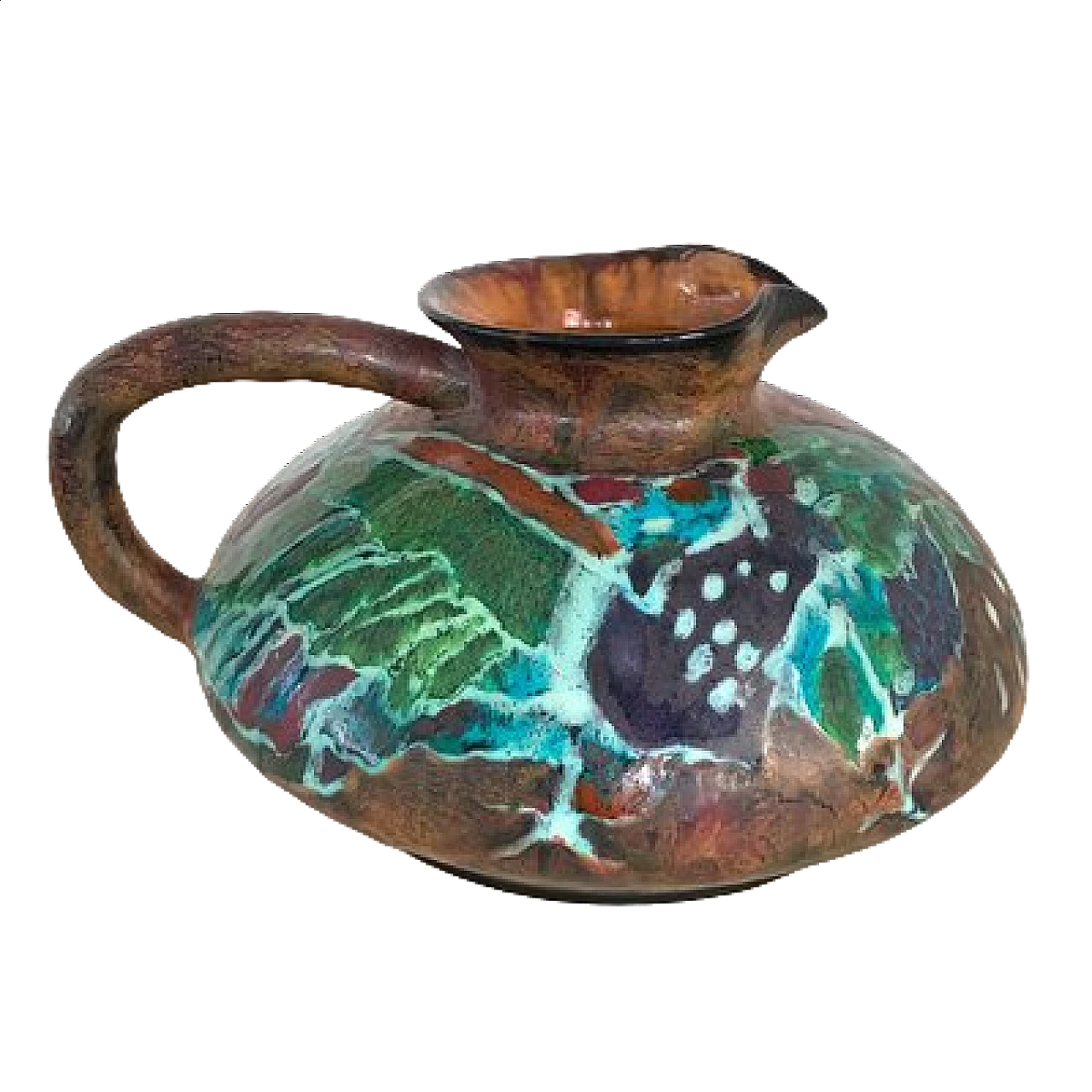 Painted majolica amphora by Bruno Baratti Pesaro, 1950s 15