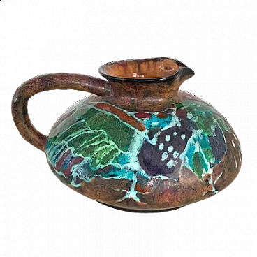 Painted majolica amphora by Bruno Baratti Pesaro, 1950s