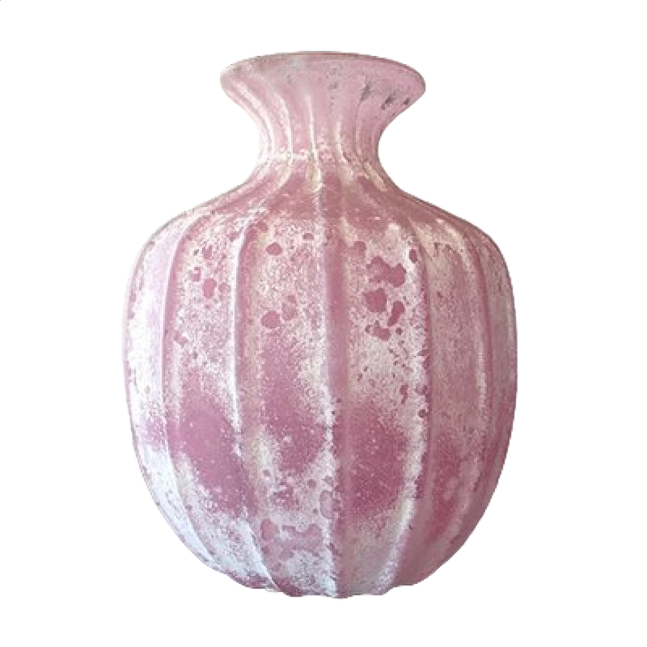 Pink scavo glass vase by Seguso, 1950s 19