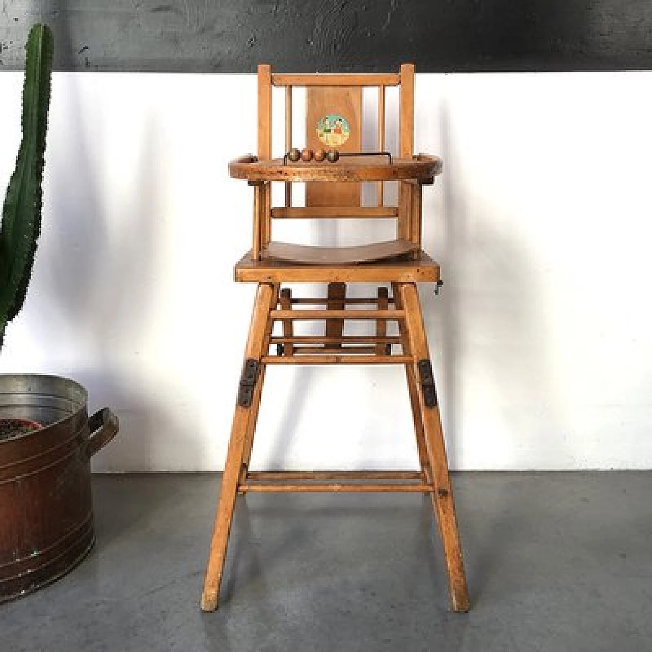 Wooden child's high chair, 1960s 1