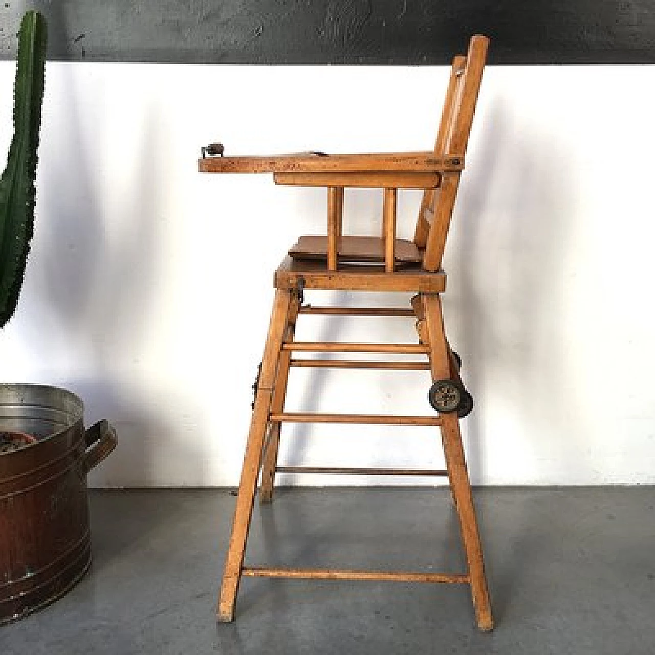 Wooden child's high chair, 1960s 4