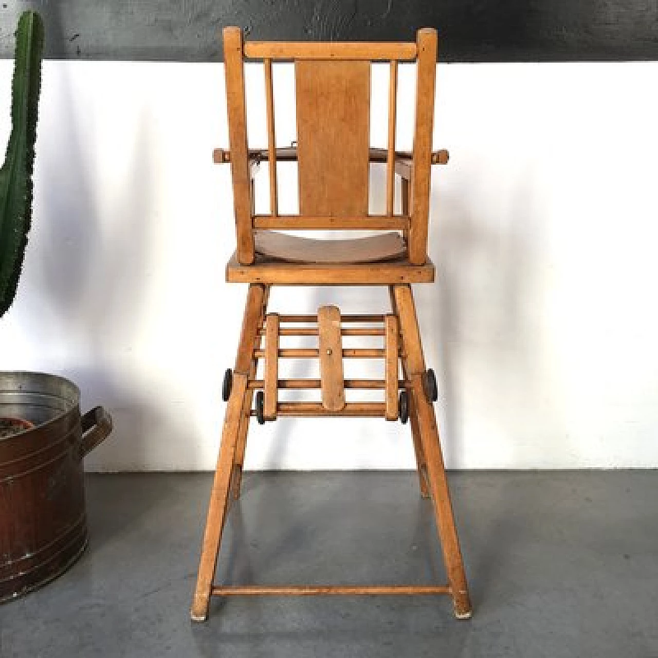 Wooden child's high chair, 1960s 5