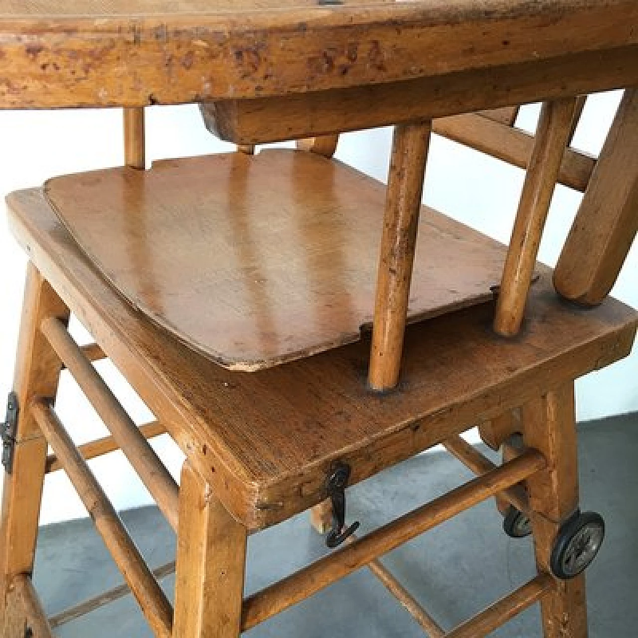 Wooden child's high chair, 1960s 10