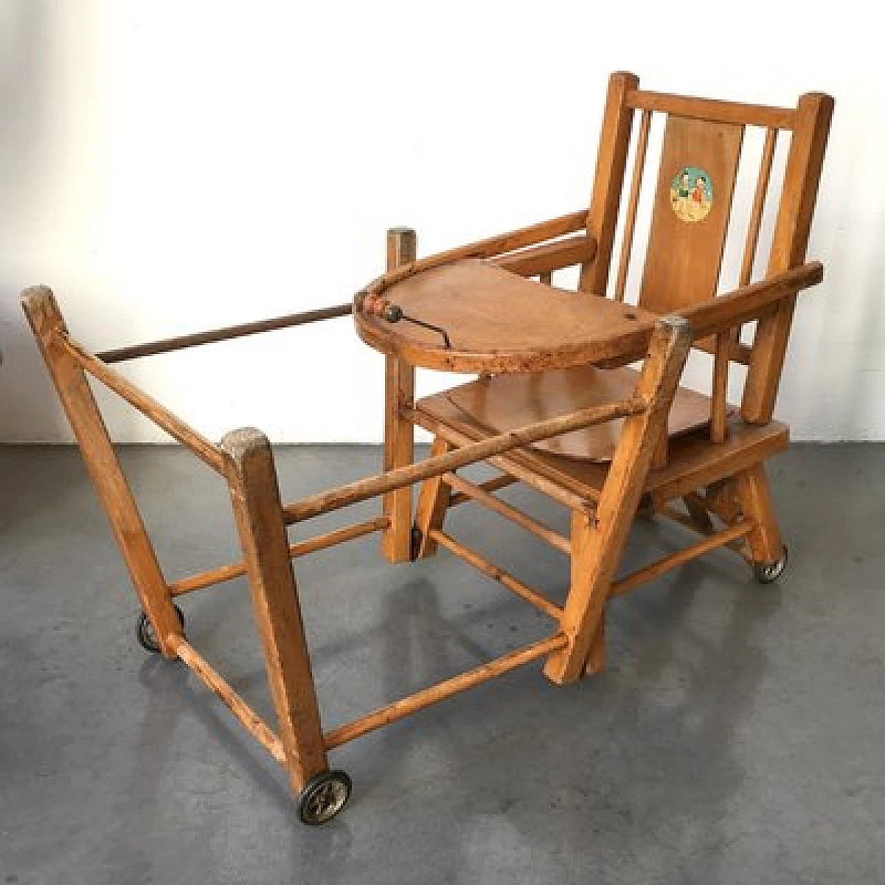 Wooden child's high chair, 1960s 11