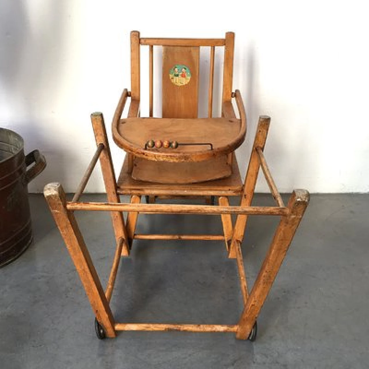 Wooden child's high chair, 1960s 12