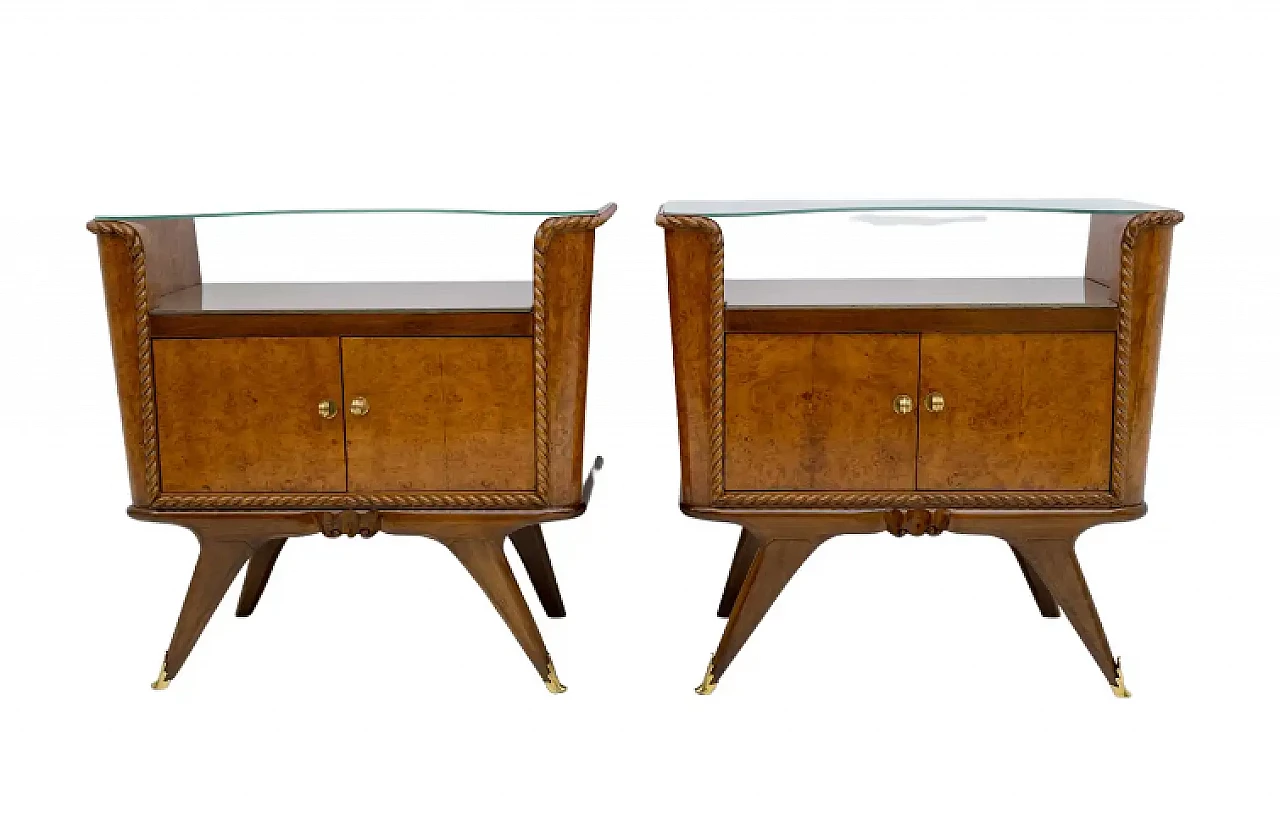 Briar walnut bedside tables, 1930s 1