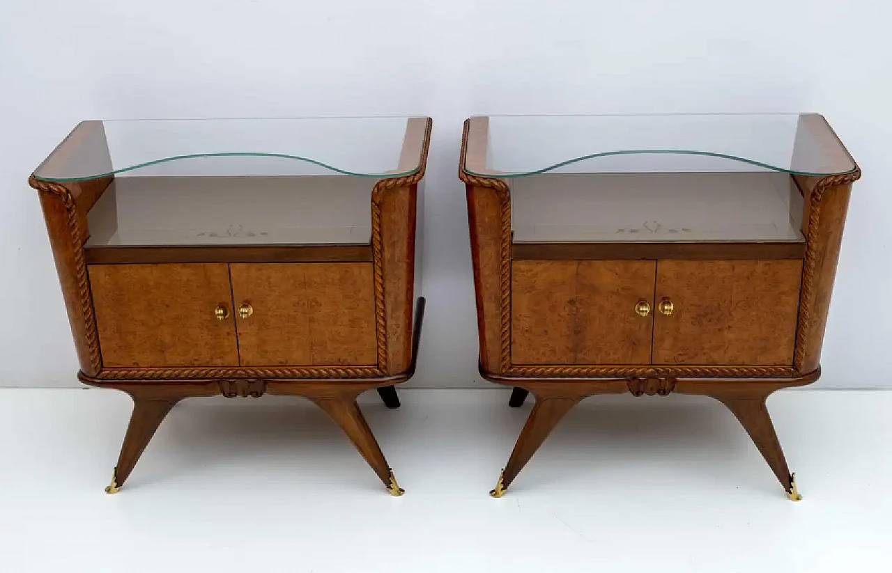 Briar walnut bedside tables, 1930s 2