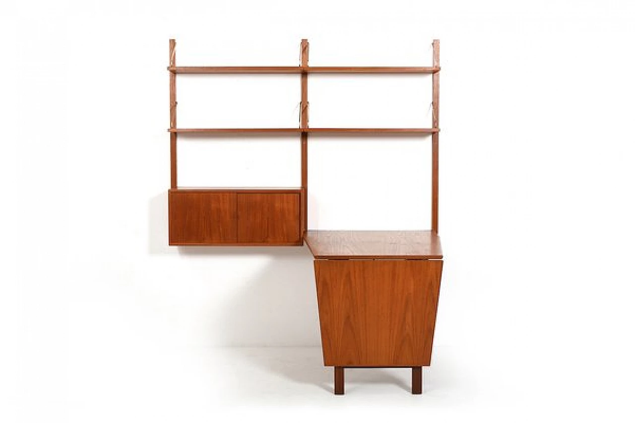 Royal System teak conical desk with bookcase by Poul Cadovius for Cado Denmark, 1960s 1