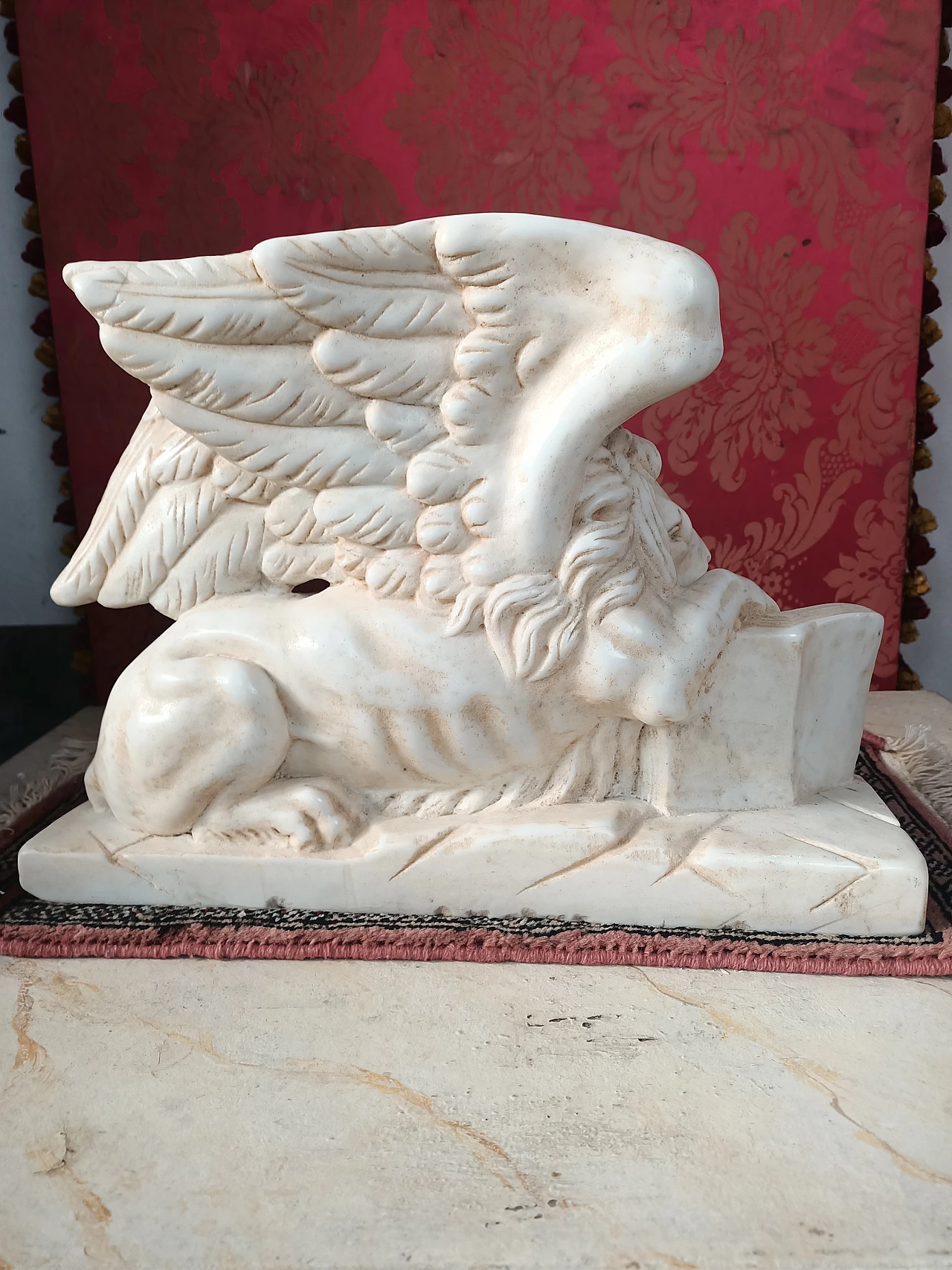 Thassos white marble sculpture of The Lion of Saint Mark, early 20th century 2