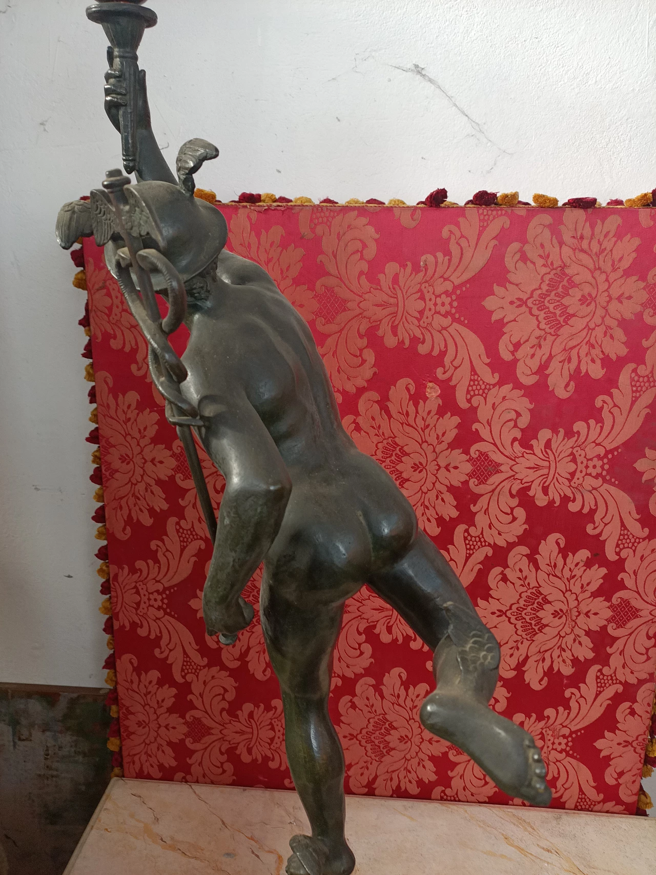 Bronze Hermes sculpture with lamp, 19th century 1