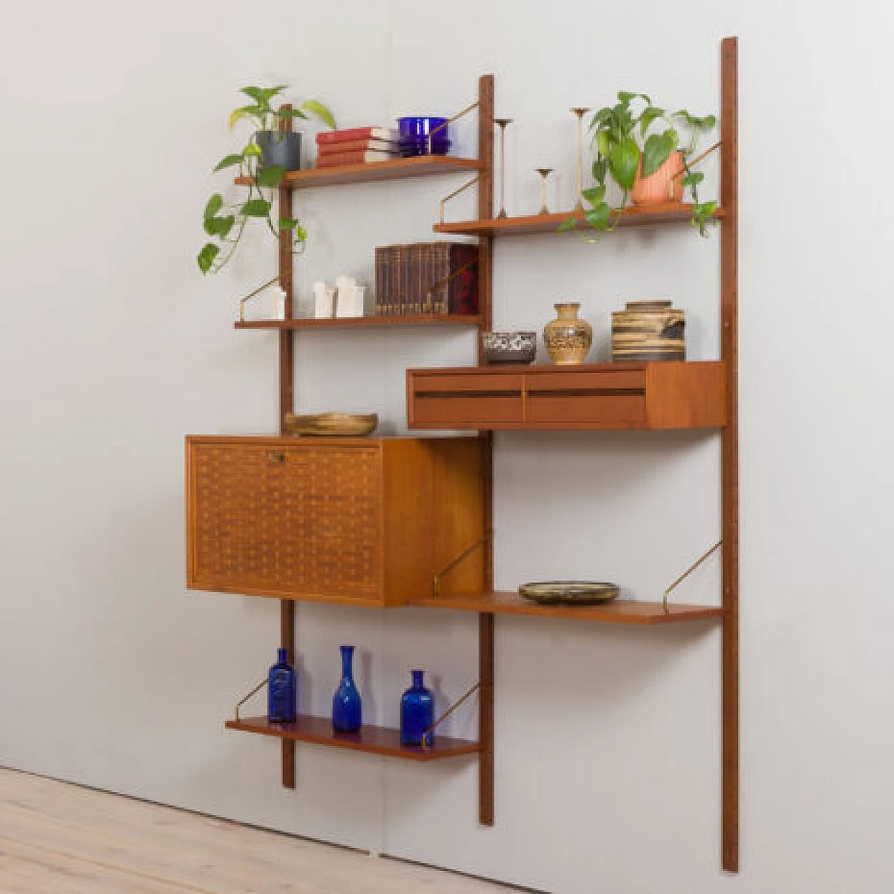 Teak and brass hanging bookcase by Poul Cadovius for Cado, 1960s 2