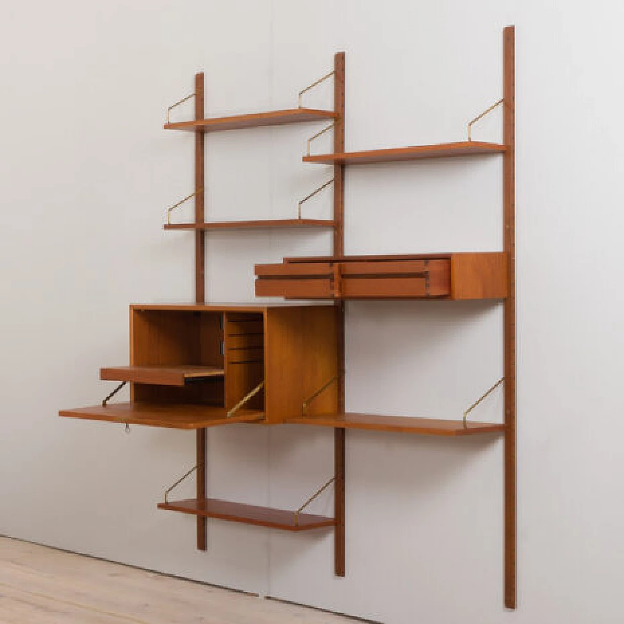 Teak and brass hanging bookcase by Poul Cadovius for Cado, 1960s 4