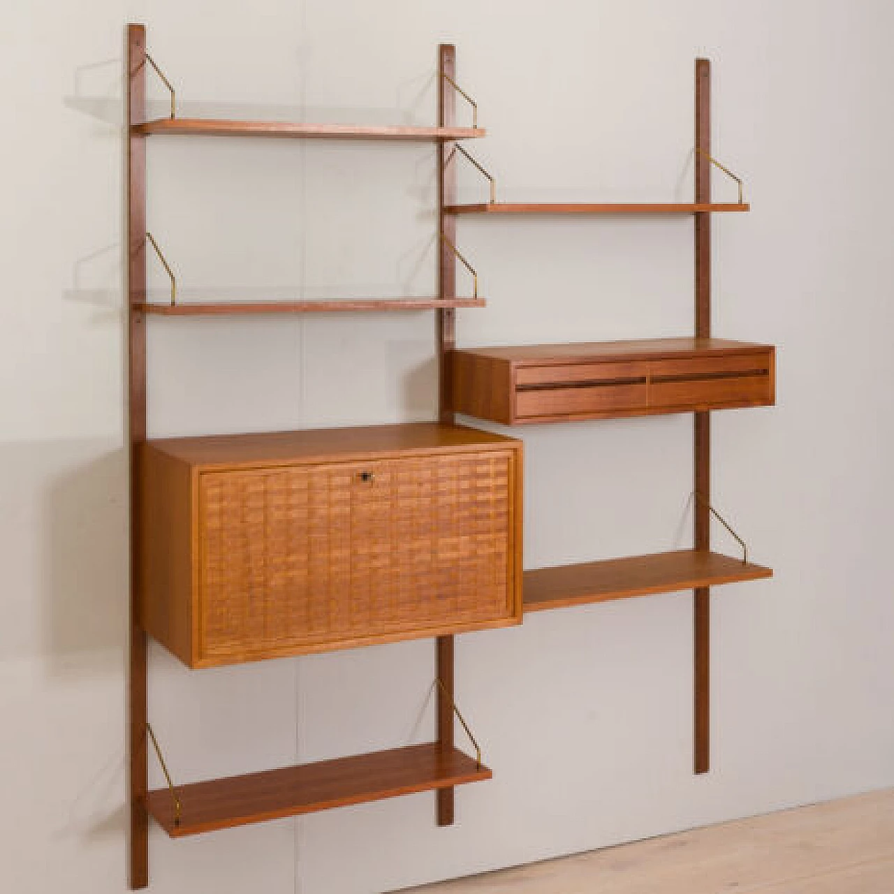 Teak and brass hanging bookcase by Poul Cadovius for Cado, 1960s 7