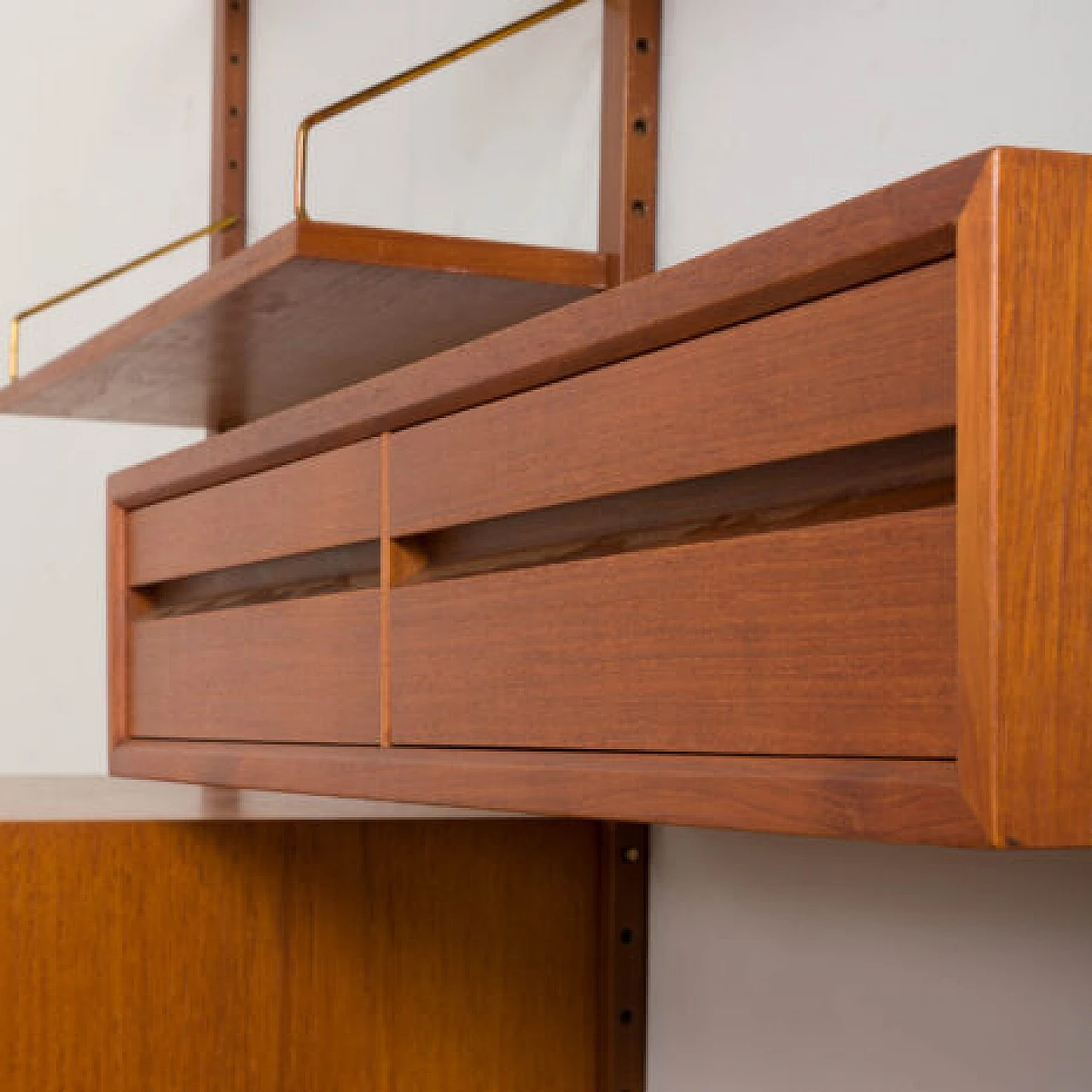 Teak and brass hanging bookcase by Poul Cadovius for Cado, 1960s 12