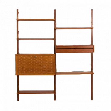 Teak and brass hanging bookcase by Poul Cadovius for Cado, 1960s