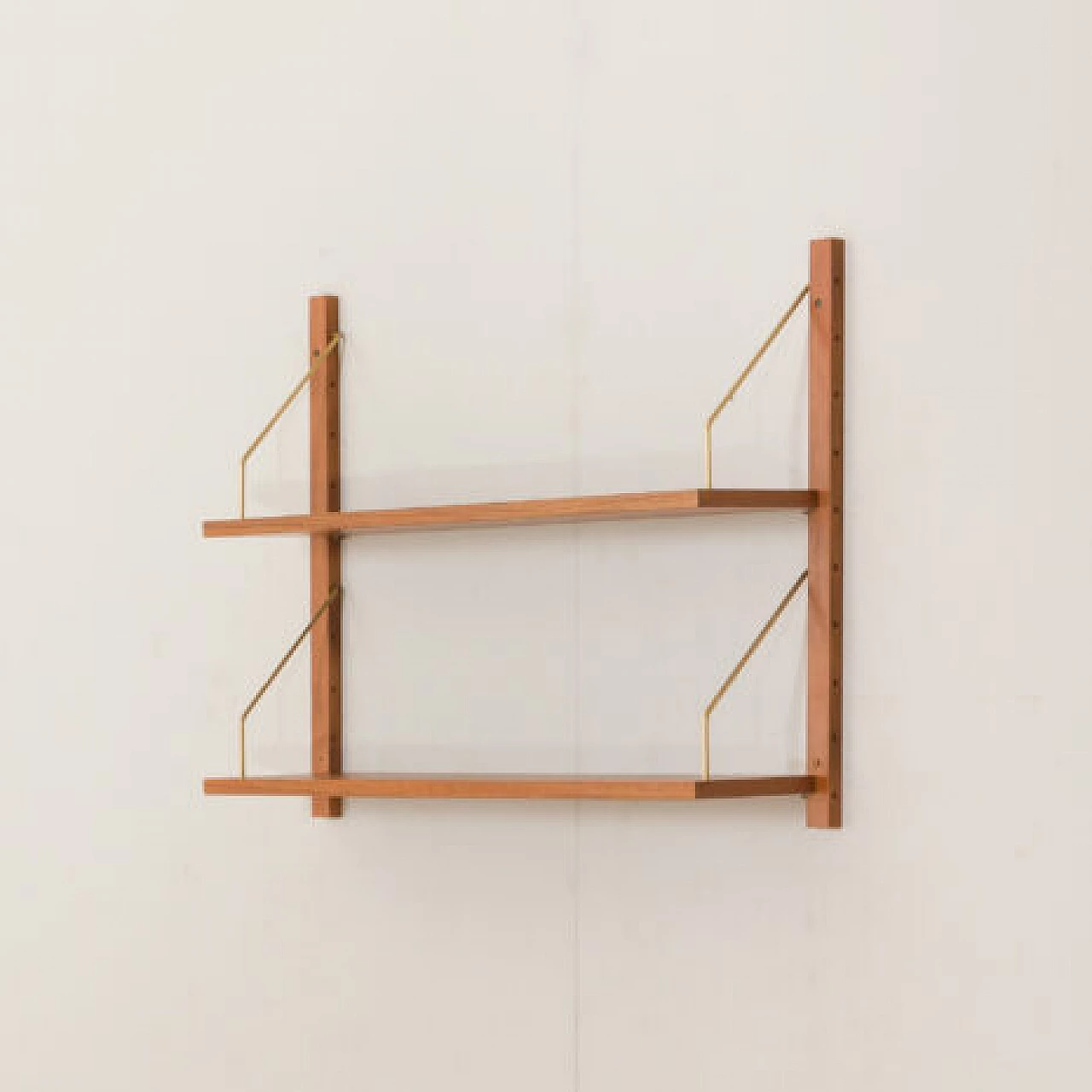 Hanging teak and brass bookcase in the style of Poul Cadovius, 1970s 3