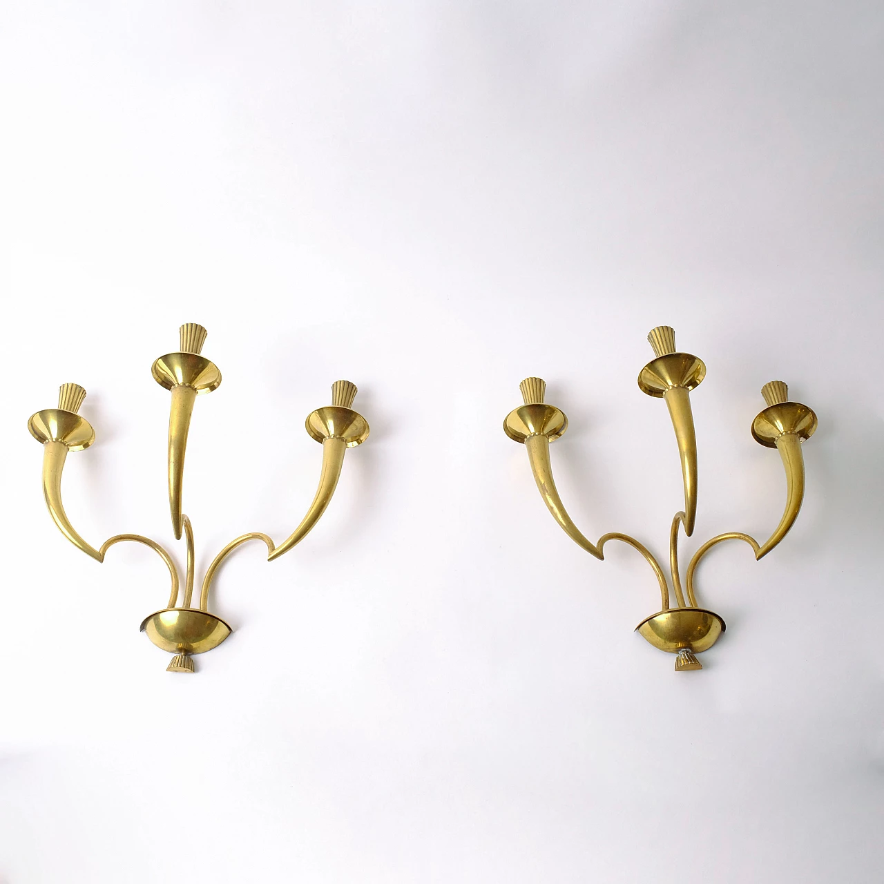 Pair of brass wall sconces, 1950s 1