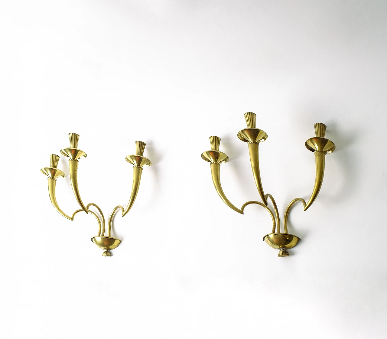 Pair of brass wall sconces, 1950s 2