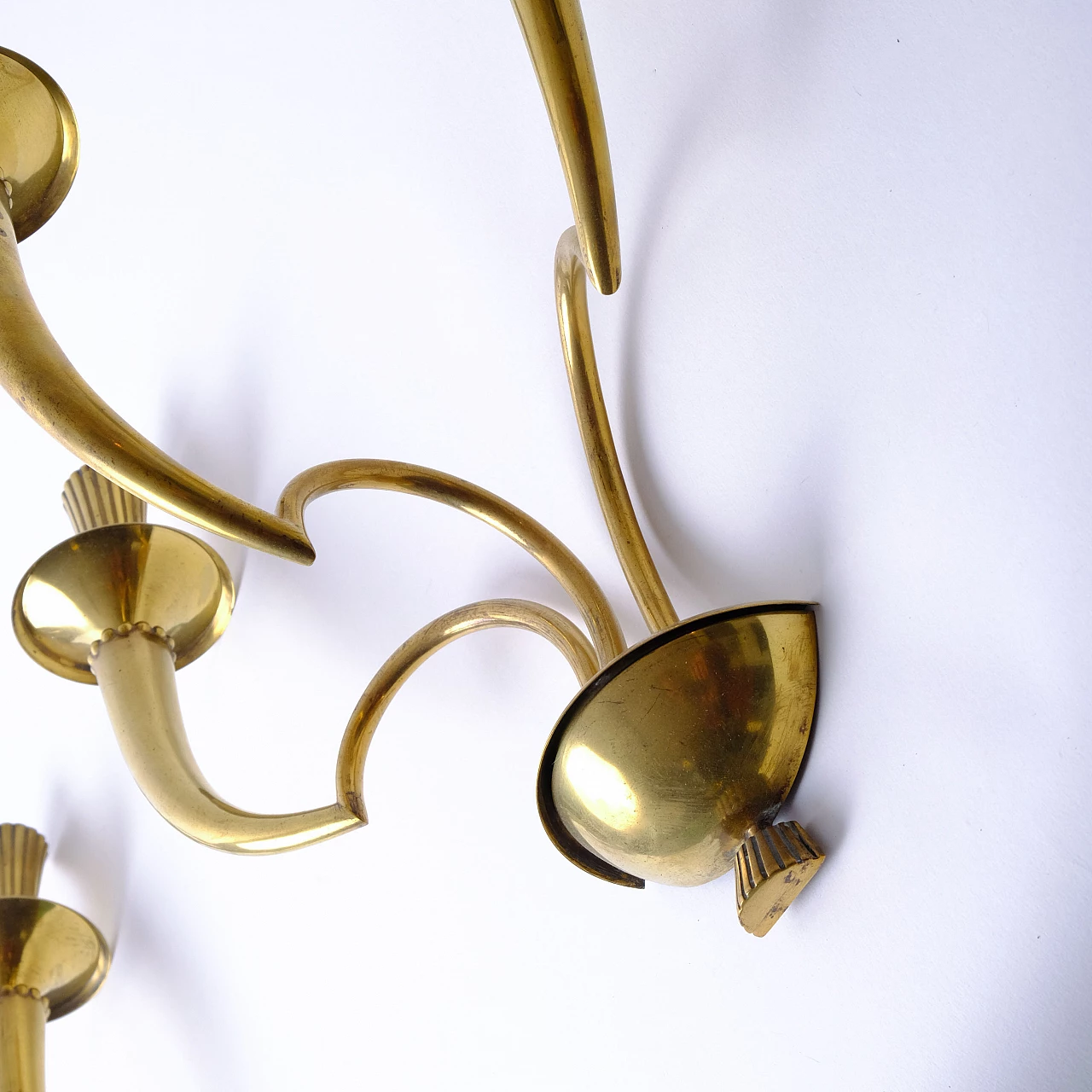 Pair of brass wall sconces, 1950s 9