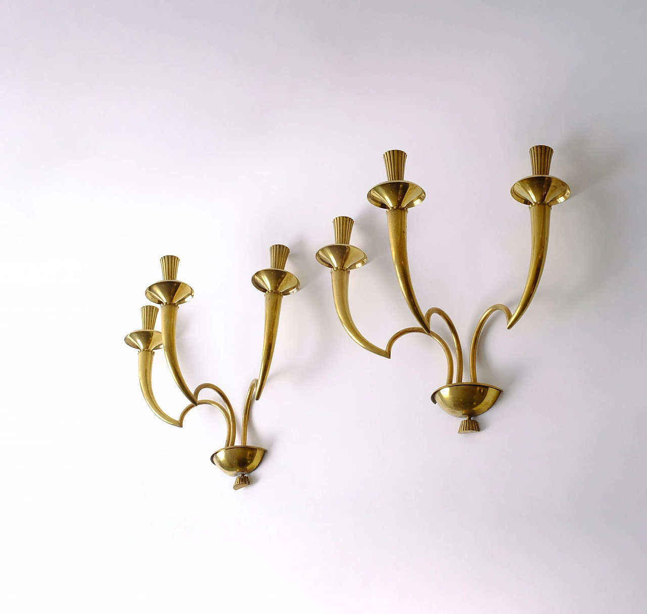 Pair of brass wall sconces, 1950s 11