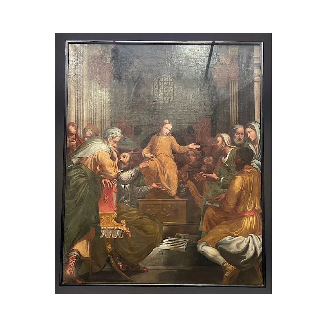 Altarpiece depicting the Dispute of Jesus with the temple doctors, oil on canvas, 17th century 1