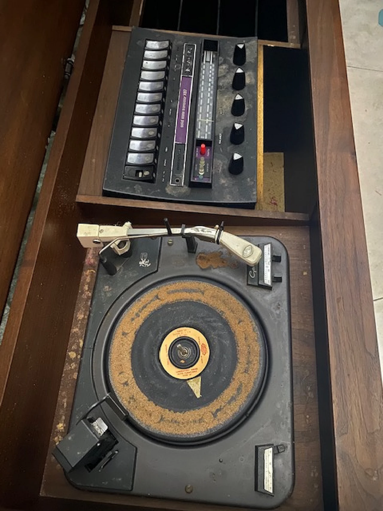 Wooden sideboard with stereo, 1960s 2