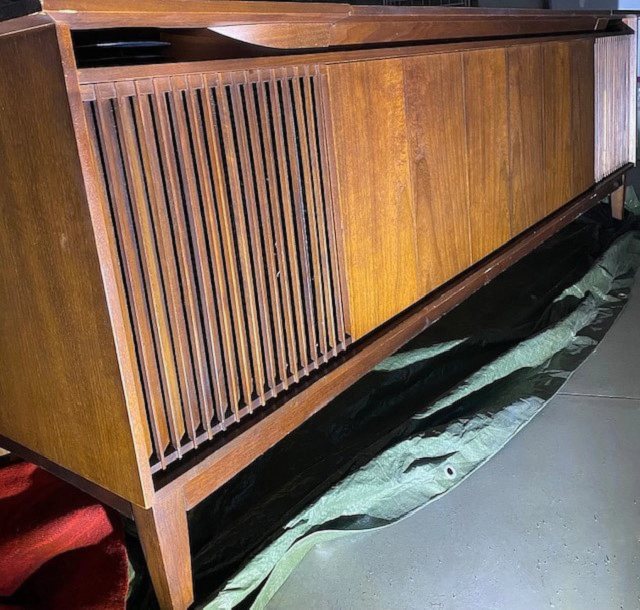 Wooden sideboard with stereo, 1960s 4